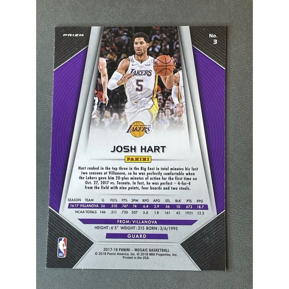 2017-18 Mosaic Prizm Josh Hart #3 Lot Silver Green Orange Blue Red Purple /99